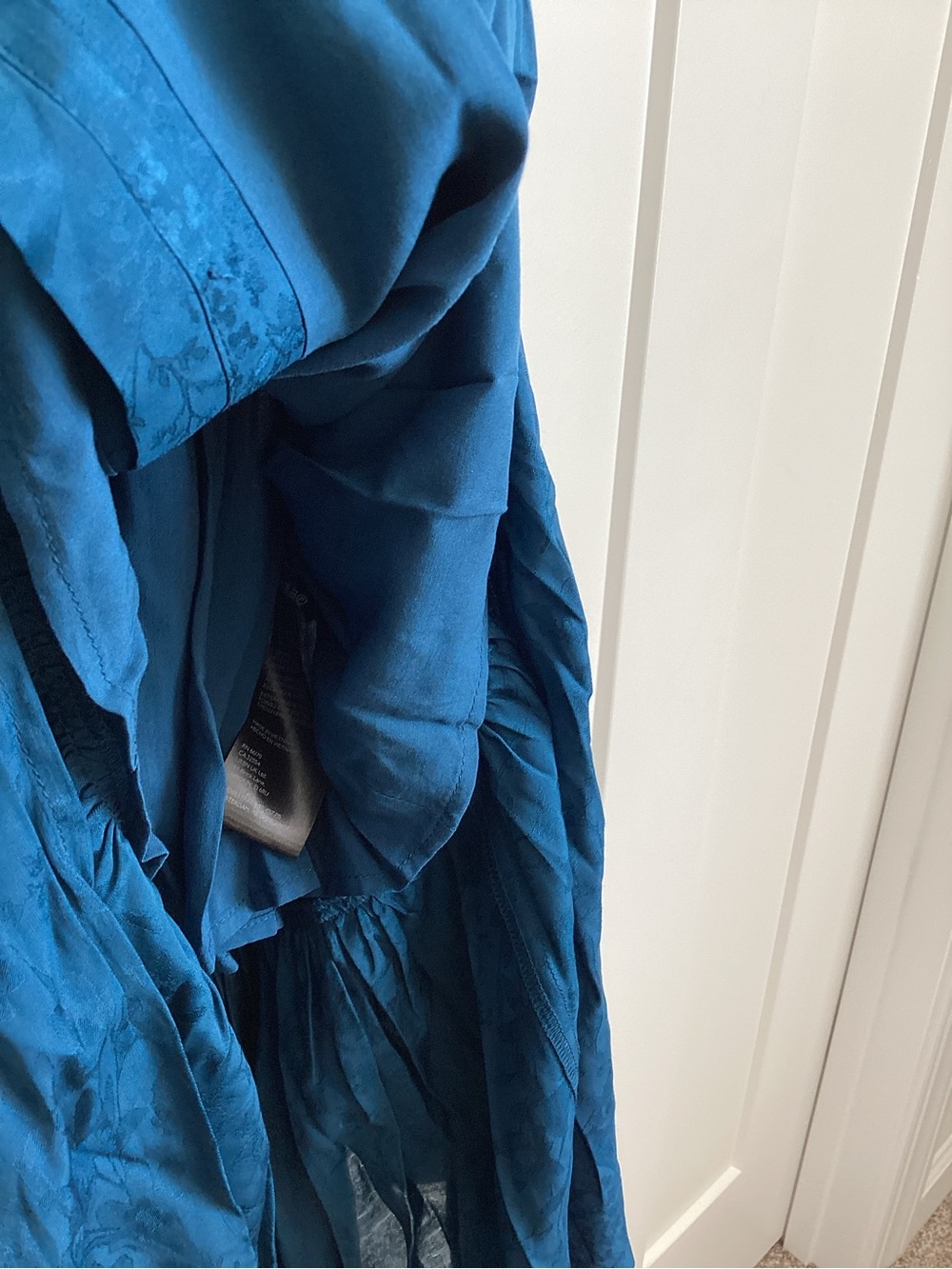Anthropologie Peregrine V-Neck Midi Dress Silken Cap Sleeve Small Deep Sea Blue - Picture 9 of 15
